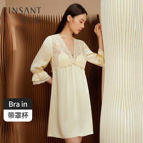 金三塔100%桑蚕丝舒适免穿文胸女士真丝bra-in带罩杯睡裙家居服  YSFCC303