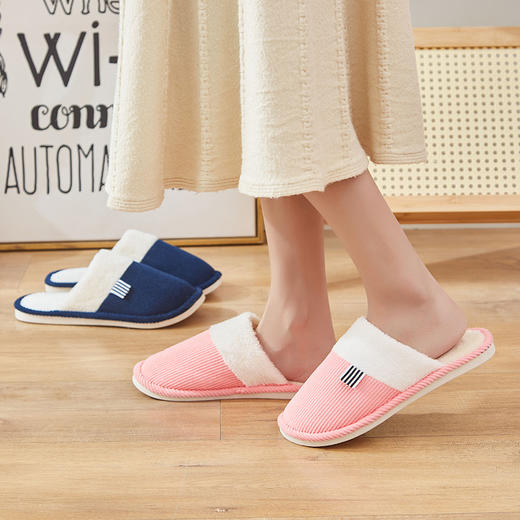 「六色可选！灯芯绒面料」棉拖鞋冬季简约日系棉拖室内地板 男女家居PVC防滑地板拖 商品图2