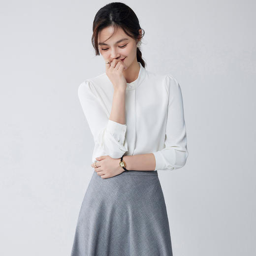 【精致简约】罗蒙四季款女式长袖衬衫商务通勤百搭清新衬衫衬衣女 商品图5