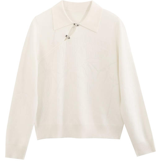 玳莎优雅提花针织衫女2023年冬季新款小众斜襟翻领设计感套衫上衣  DD33302 商品图4