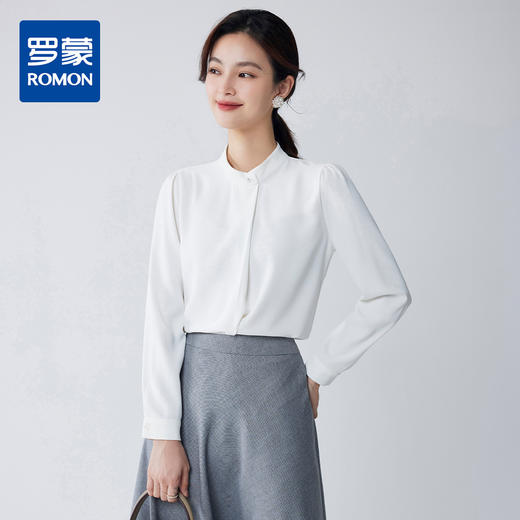 【精致简约】罗蒙四季款女式长袖衬衫商务通勤百搭清新衬衫衬衣女 商品图0