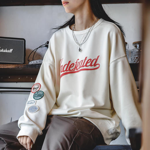 马登 美式休闲套头卫衣女撞色拼接插肩袖学院风长袖上衣外套秋女 商品图2