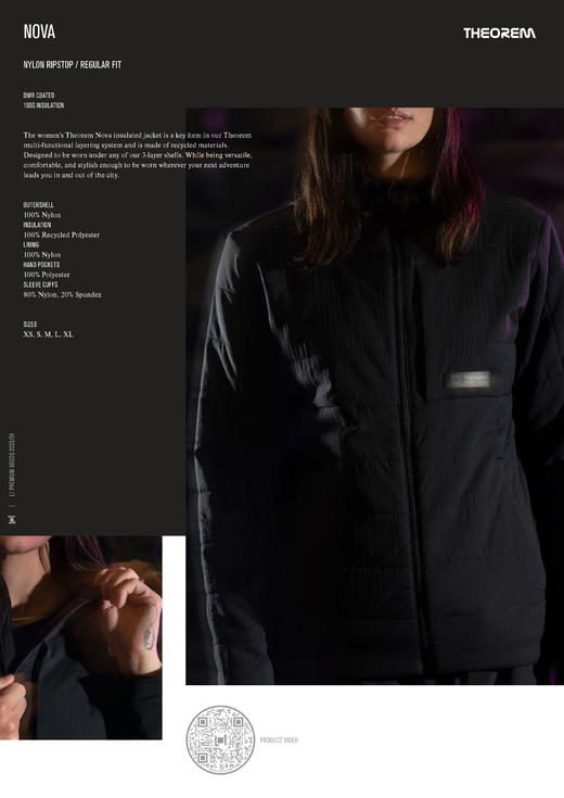 L1 23-24 【NOVA】 WOMENS INSULATE JACKET  HUCKLEBERRY BLACK  XS  S  M 商品图1