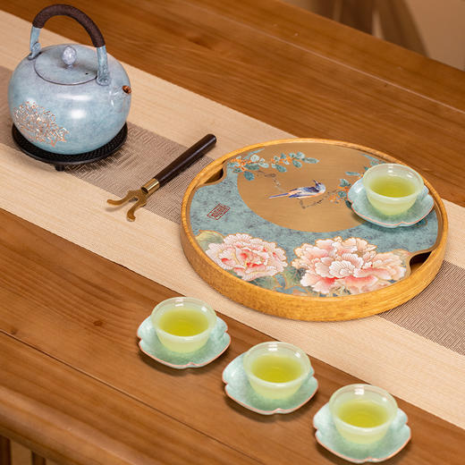 朱炳仁丨月满富贵茶礼套装 1壶1茶盘4茶杯4茶碟 商品图1