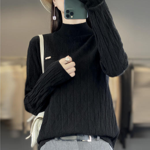 DD-秋冬小众时尚感装半高领安外穿长袖软糯毛衣 商品图5
