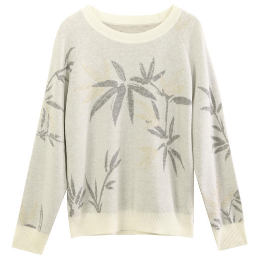 玳莎竹影提花针织衫女秋冬优雅复古设计感圆领长袖羊毛上衣  DD33301 商品图3