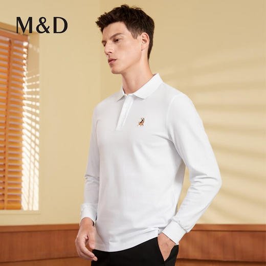 MD名盾长袖POLO衫男纯棉秋季新款亲肤保暖商务休闲翻领上衣保罗衫11592 商品图1