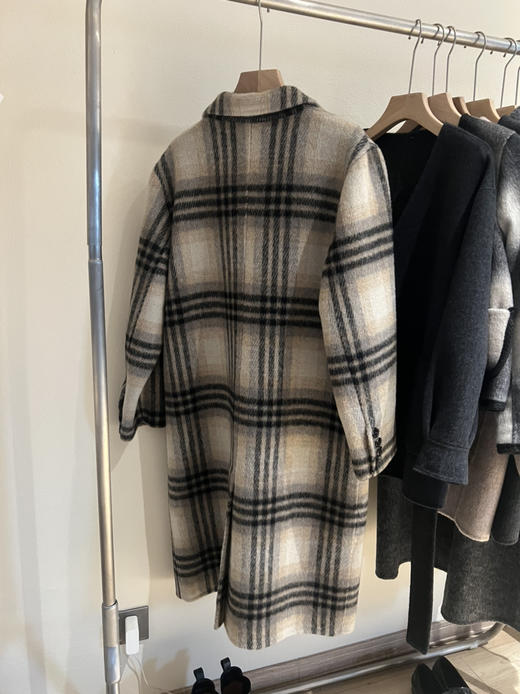 高定版复古格纹拼色大衣 商品图7