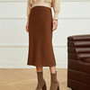 玳莎优雅气质鱼尾半身裙2023冬季新款修身简约纯色复古中长款裙子  DD34305 商品缩略图1