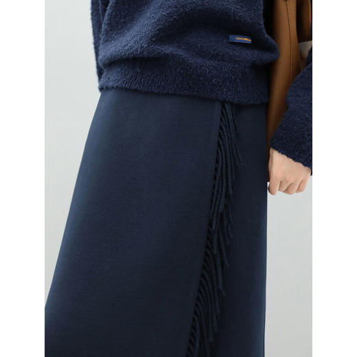 COCOBELLA设计感流苏优雅毛呢半身裙通勤及膝半裙HS561 商品图2