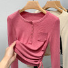 薄款打底衫女，新款欧货女装纯色圆领长袖t恤收腰内搭抽绳上衣SG-DY331997 商品缩略图5