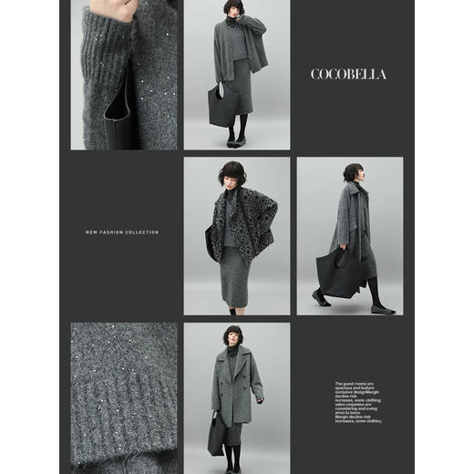 COCOBELLA蓬松软糯大V领细闪亮片毛衣优雅静奢风保暖针织衫MZ572 商品图1