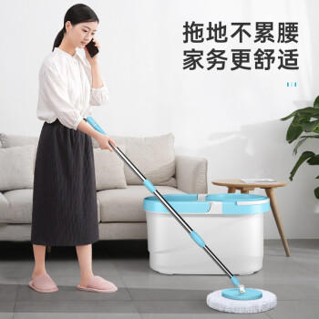 美丽雅旋转拖把带桶一套加长拖杆家用一拖净免手洗共2拖布洗脱一体墩布 商品图3