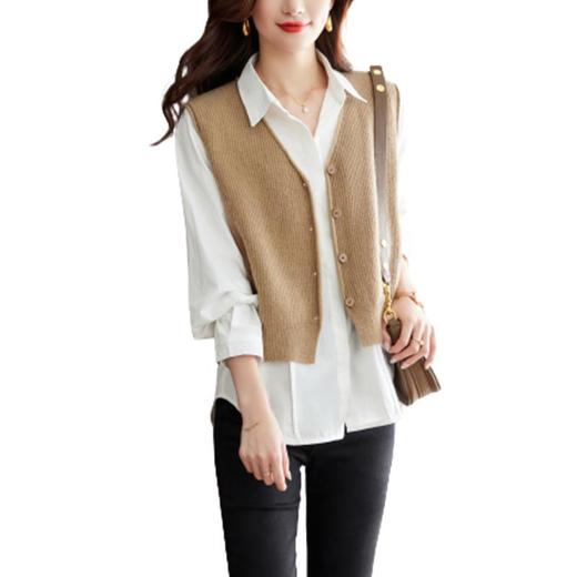 2023新款v领宽松坎肩外搭针织毛衣马甲女背心搭配 商品图4