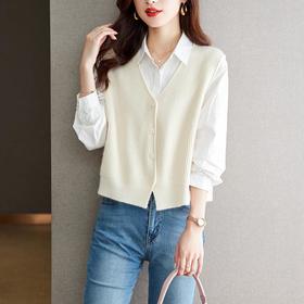 2023新款v领宽松坎肩外搭针织毛衣马甲女背心搭配