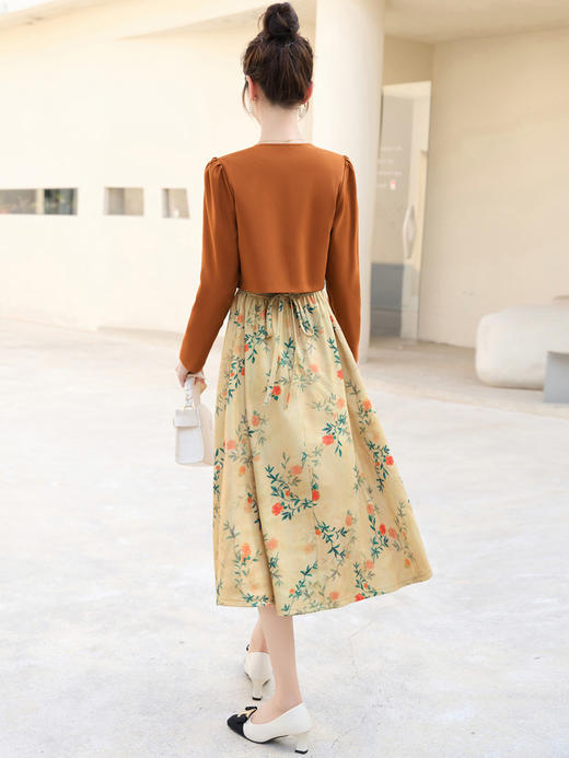 秋款时尚复古新中式风格水墨印花连衣裙小外套两件套XPH9696 商品图1