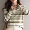 2023新款女长袖彩色针织条纹开衫 商品缩略图3