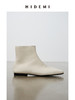 HIDEMI 弹力牛皮方圆头平底短靴 白色/黑色 商品缩略图3