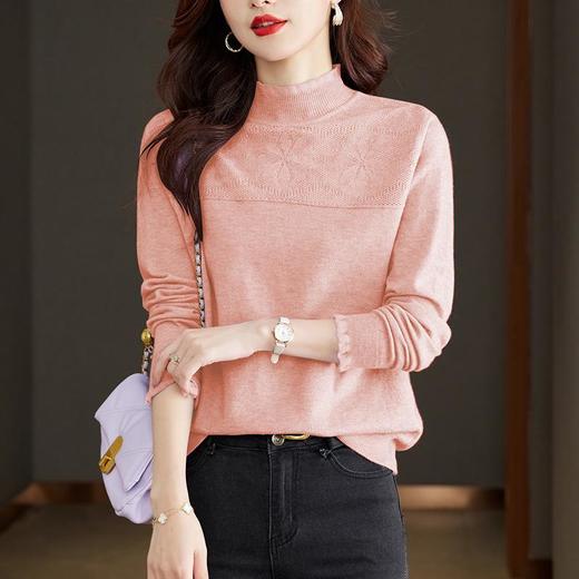 2023春秋薄款女蕾丝花边领套头针织内搭打底衫 商品图2