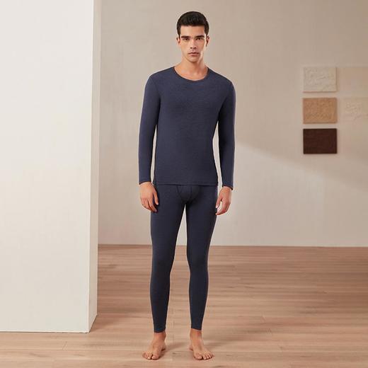 3部顶瓜瓜轻裘羊毛蚕丝男式保暖内衣套装AO11117 商品图1