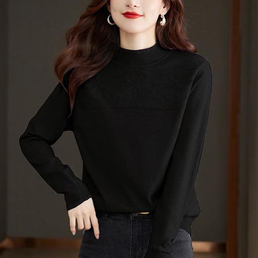 2023春秋薄款女蕾丝花边领套头针织内搭打底衫 商品图3