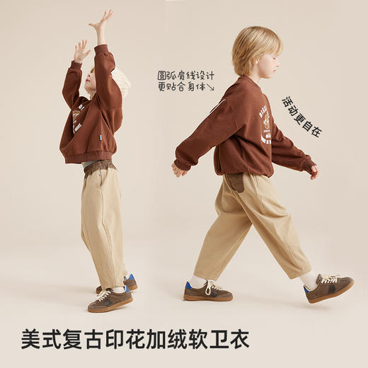 fx-【内里复合奥粒绒】儿童美式复古印花加绒软卫衣PQWY2313 商品图1