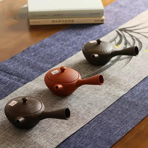 日本进口 常滑烧玉光作刻纹侧把茶壶 商品图5