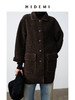 HIDEMI 澳洲美利奴羊毛花纱混纺敲边包边设计感小翻领口袋大衣外套 商品缩略图4