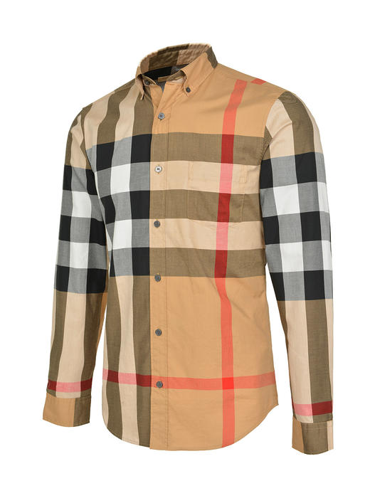 【预定款】Burberry 博柏利 男士大格纹图案经典设计弹力中央开合棉府绸弹棉长袖衬衣 8010213 商品图1