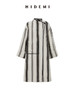 HIDEMI 色织条纹澳洲羊毛不对称口袋皮边镶嵌工艺极简设计感oversize大衣 商品缩略图2