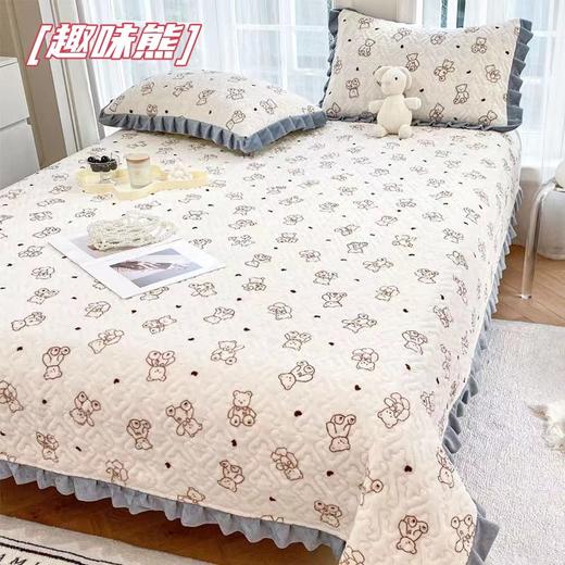 【可水洗可机洗 给予你四季贴心陪伴】秋冬夹棉牛奶绒床盖三件套卡通加厚水晶绒床盖绗缝盖毯 商品图5