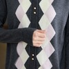 2023年新款早秋羊绒撞色针织英伦风菱格提花圆领开衫毛衣 商品缩略图4
