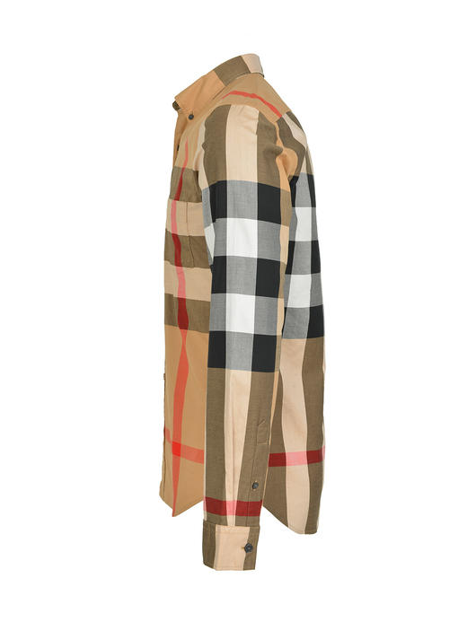 【预定款】Burberry 博柏利 男士大格纹图案经典设计弹力中央开合棉府绸弹棉长袖衬衣 8010213 商品图2