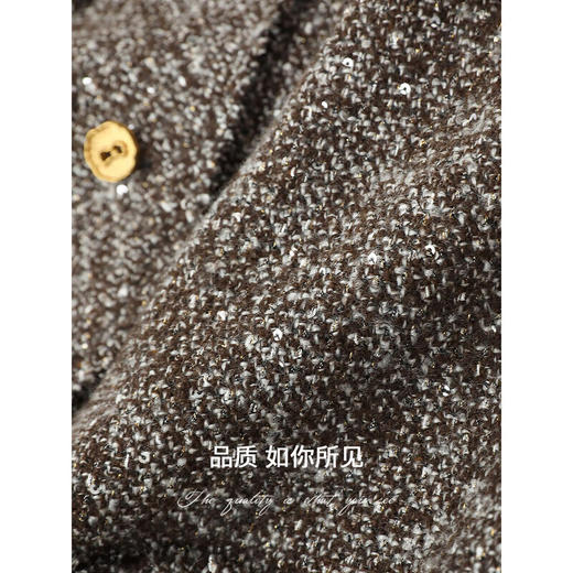 COCOBELLA静奢风亮片花纱毛呢外套金属扣休闲毛边外套WL507 商品图4