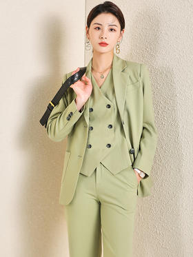 IWY/绿色高端西装套装女秋季长袖薄款西服秋装时尚减龄洋气OL工作服ACPM196