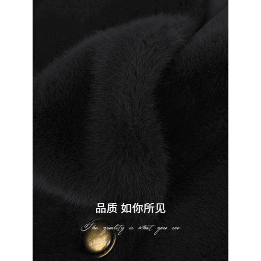 COCOBELLA【有赞】丰盈毛感环保皮草外套高奢双排扣气质裸领大衣WL56B 商品图3