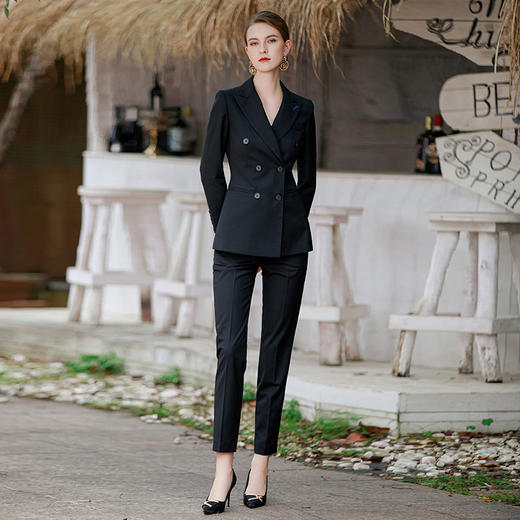 IWY/黑色双排扣职业装气质女神范高端气质名媛高端西装售楼部工作服ol CP1746 商品图0