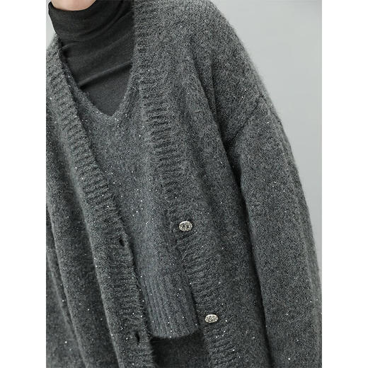 COCOBELLA细闪亮片加厚针织外套女秋冬蓬松软糯开衫毛衣MZ189 商品图1