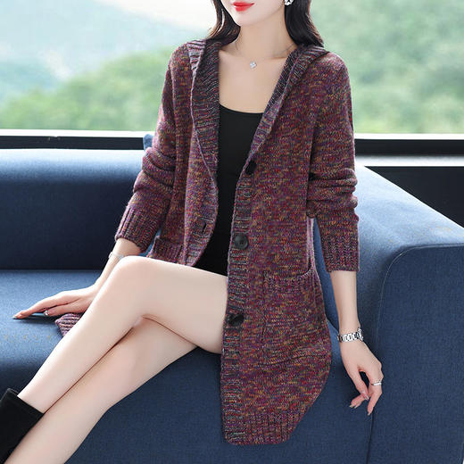 2023年新款宽松长袖针织中长款披肩大码开衫外套CC-XX-3581 商品图2