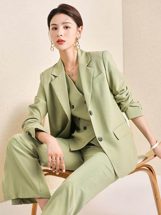 IWY/绿色高端西装套装女秋季长袖薄款西服秋装时尚减龄洋气OL工作服ACPM196 商品图4