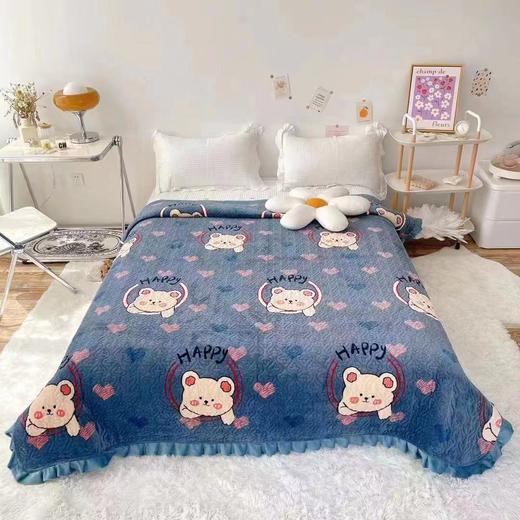 【可水洗可机洗 给予你四季贴心陪伴】秋冬夹棉牛奶绒床盖三件套卡通加厚水晶绒床盖绗缝盖毯 商品图14