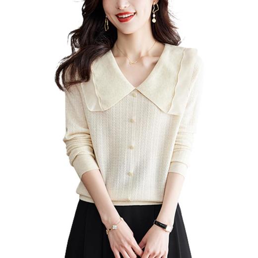 羊毛混纺杏色针织衫女装长袖新款娃娃领软糯亲肤打底衫上衣 商品图4