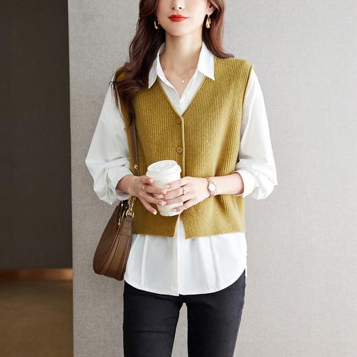 2023新款v领宽松坎肩外搭针织毛衣马甲女背心搭配 商品图2