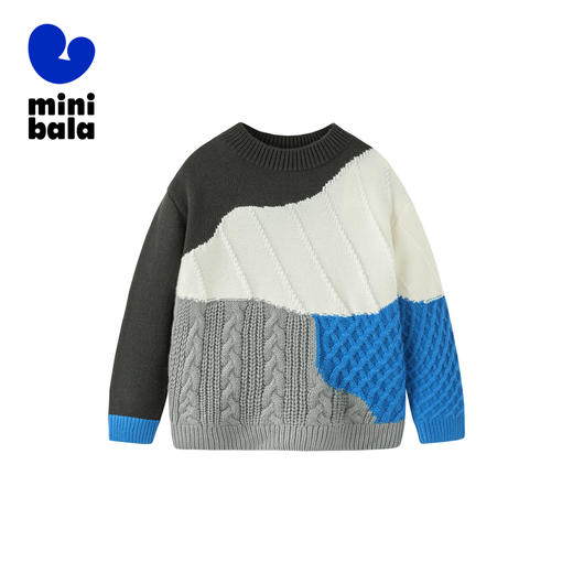 迷你巴拉男童女童针织衫冬季宝宝时尚洋气宽松舒适撞色毛衣 商品图4