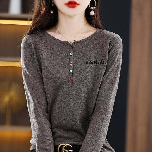 条纹针织衫女春秋装新款韩版洋气圆领套头内搭长袖打底上衣 商品图3