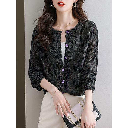 CC-XFY1112早秋季镂空薄款针织外套女短款秋装2023新款外搭毛衣开衫春秋宽松 商品图4