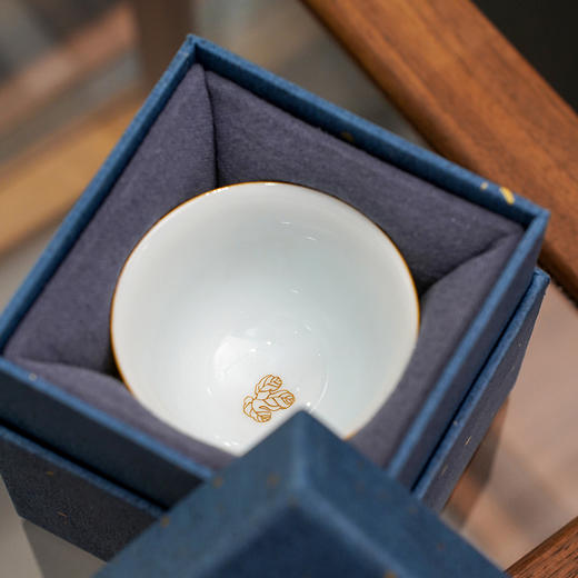 自慢堂 描金葫芦杯 鹅黄釉 陶瓷茶杯高档个人专用功夫茶杯品茗杯 商品图2