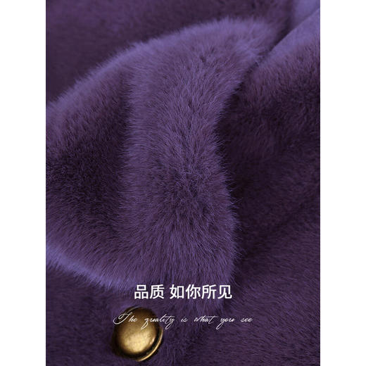 COCOBELLA【有赞】丰盈毛感环保皮草外套高奢双排扣气质裸领大衣WL56 商品图3