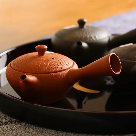 日本进口 常滑烧玉光作刻纹侧把茶壶 商品图4