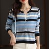 2023新款女长袖彩色针织条纹开衫 商品缩略图1